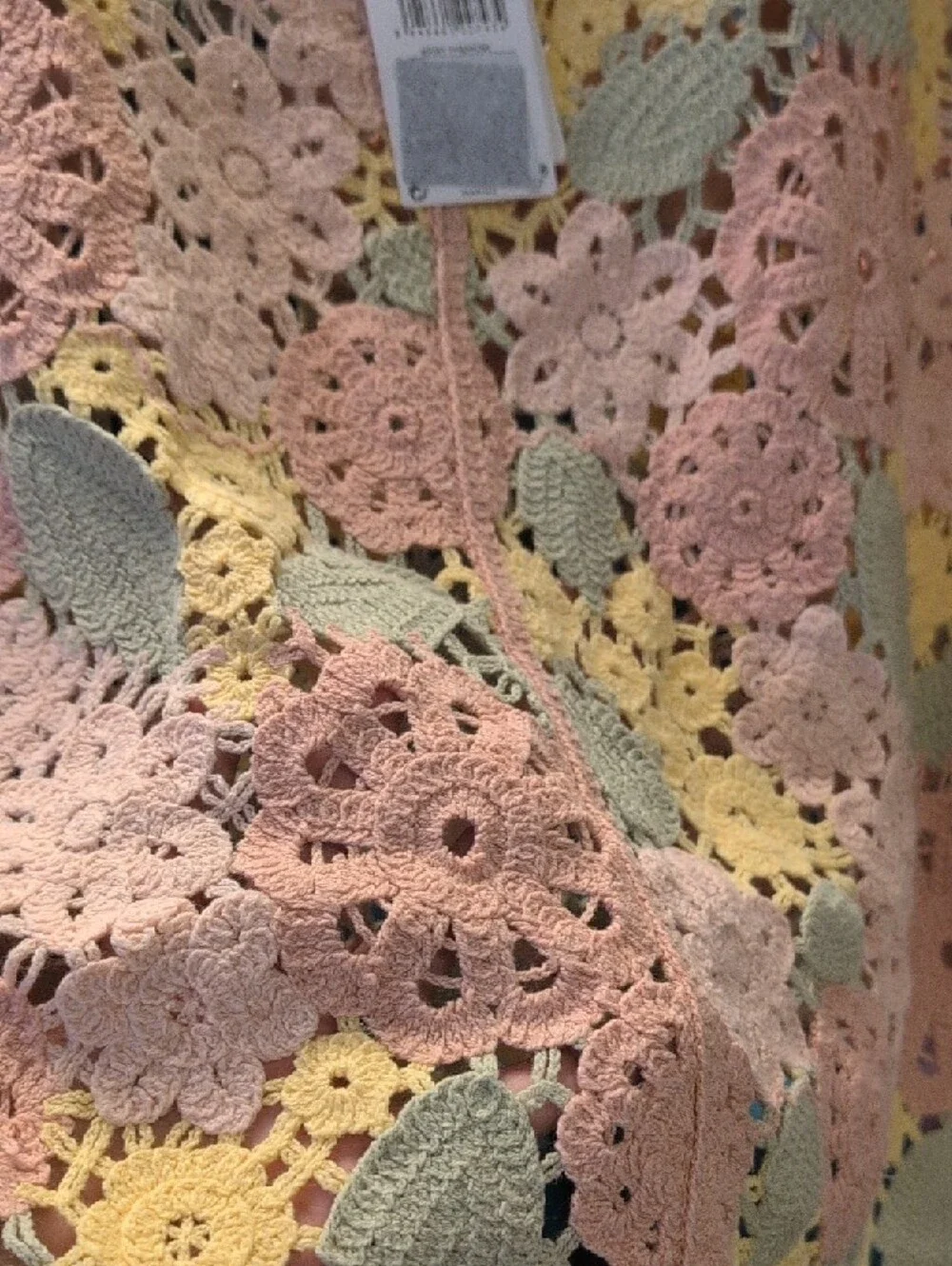 Mango Crochet Floral Knit Top in Peach and Yellow - Picture 6 of 12